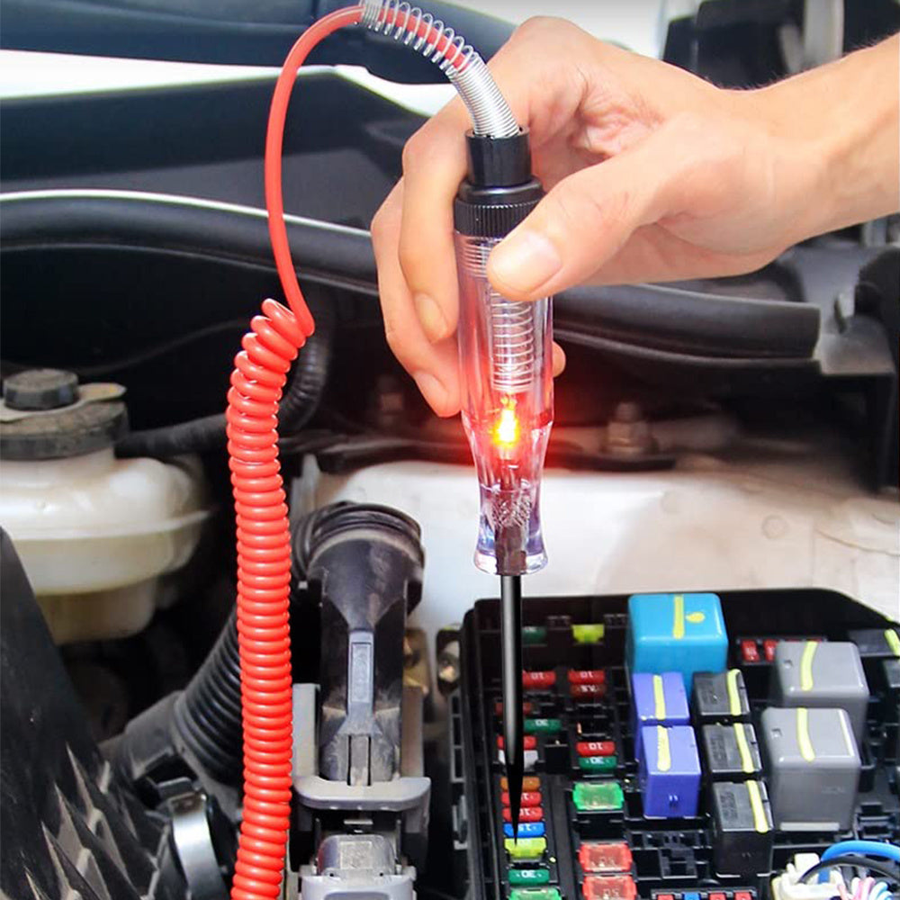 1 Car Truck Motorcycle Circuit Tester, DC 6V 12V 24V Probe Light System Test - Auto Current & Voltage Test Pen, Electrical Tester with Long Probe Pen & Bulb Display - Compact Design & Clip for Easy Use - Great for Auto & Motorcycle