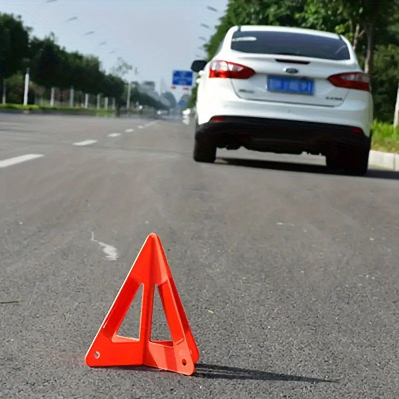 2-Piece High Visibility Reflective Car Triangle Kit - Durable Plastic, Rear Exterior Accessory