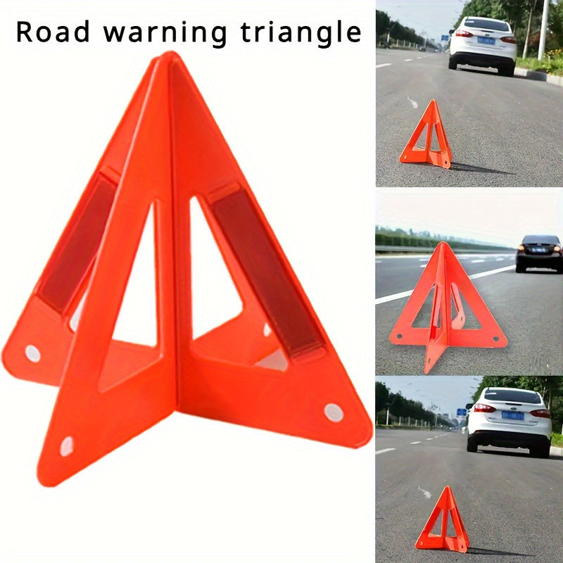 2-Piece High Visibility Reflective Car Triangle Kit - Durable Plastic, Rear Exterior Accessory