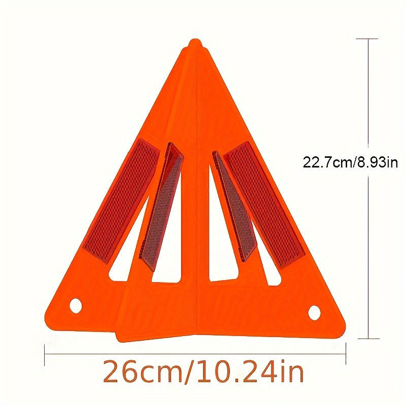 2-Piece High Visibility Reflective Car Triangle Kit - Durable Plastic, Rear Exterior Accessory