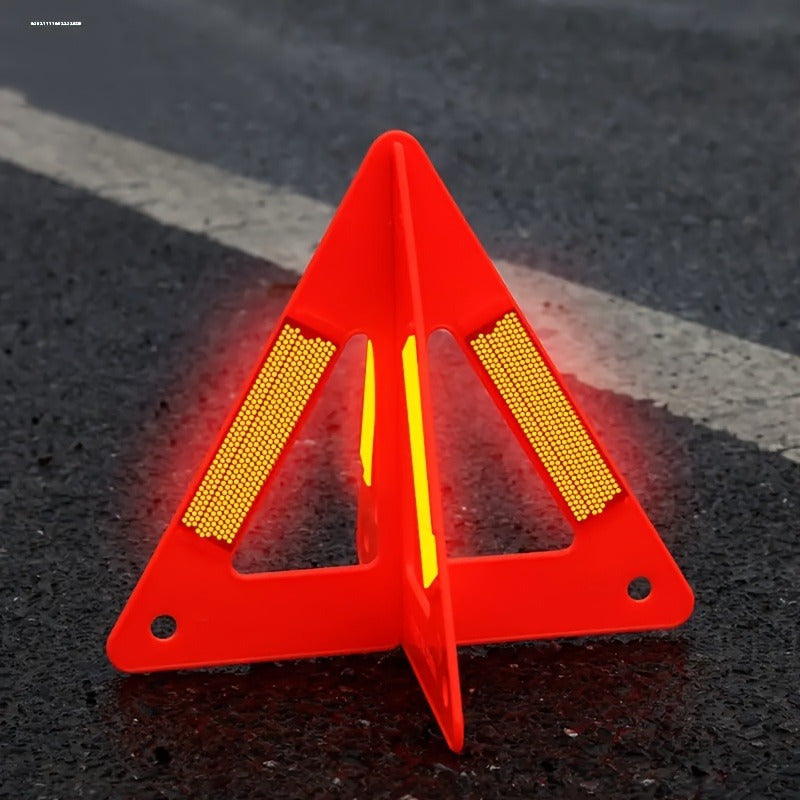 2-Piece High Visibility Reflective Car Triangle Kit - Durable Plastic, Rear Exterior Accessory