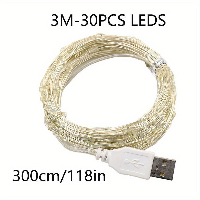 118.11 英寸/196.85 英寸/393.7 英寸/787.4 英寸彩色 LED 灯串USB 插入式型号圣诞节/新年派对照明户外节日装饰灯光工具万圣节家居装饰送货不包括电池