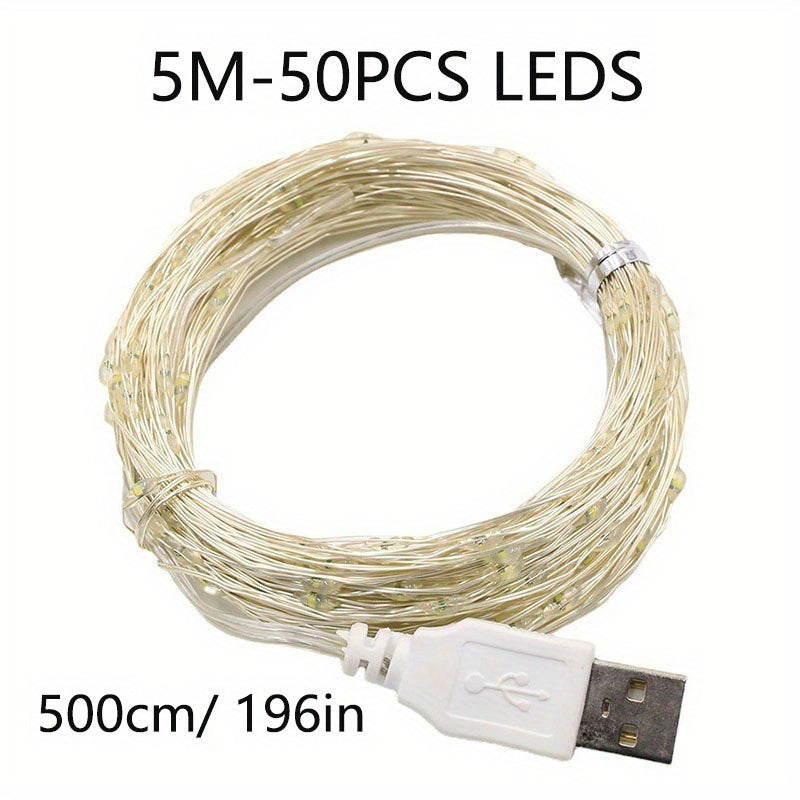 118.11 英寸/196.85 英寸/393.7 英寸/787.4 英寸彩色 LED 灯串USB 插入式型号圣诞节/新年派对照明户外节日装饰灯光工具万圣节家居装饰送货不包括电池