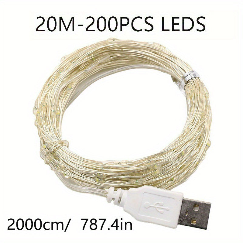 118.11 英寸/196.85 英寸/393.7 英寸/787.4 英寸彩色 LED 灯串USB 插入式型号圣诞节/新年派对照明户外节日装饰灯光工具万圣节家居装饰送货不包括电池