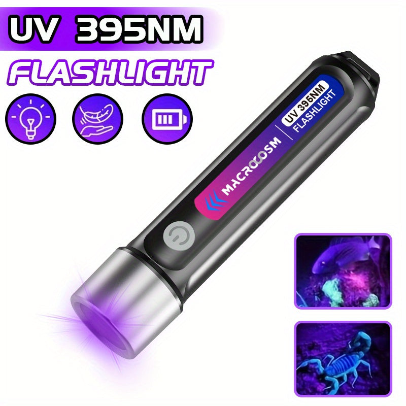 One Rechargeable Black Light Flashlight, Mini Multi-Function UV Pet Urine Detection Light, Portable Hotel Stain Detection Flashlight, Ideal for Outdoor Camping, Scorpion Detection Light, Resin Curing