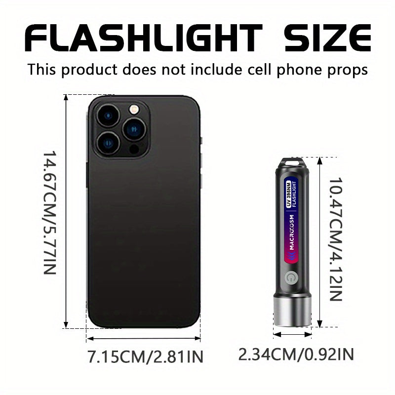 One Rechargeable Black Light Flashlight, Mini Multi-Function UV Pet Urine Detection Light, Portable Hotel Stain Detection Flashlight, Ideal for Outdoor Camping, Scorpion Detection Light, Resin Curing