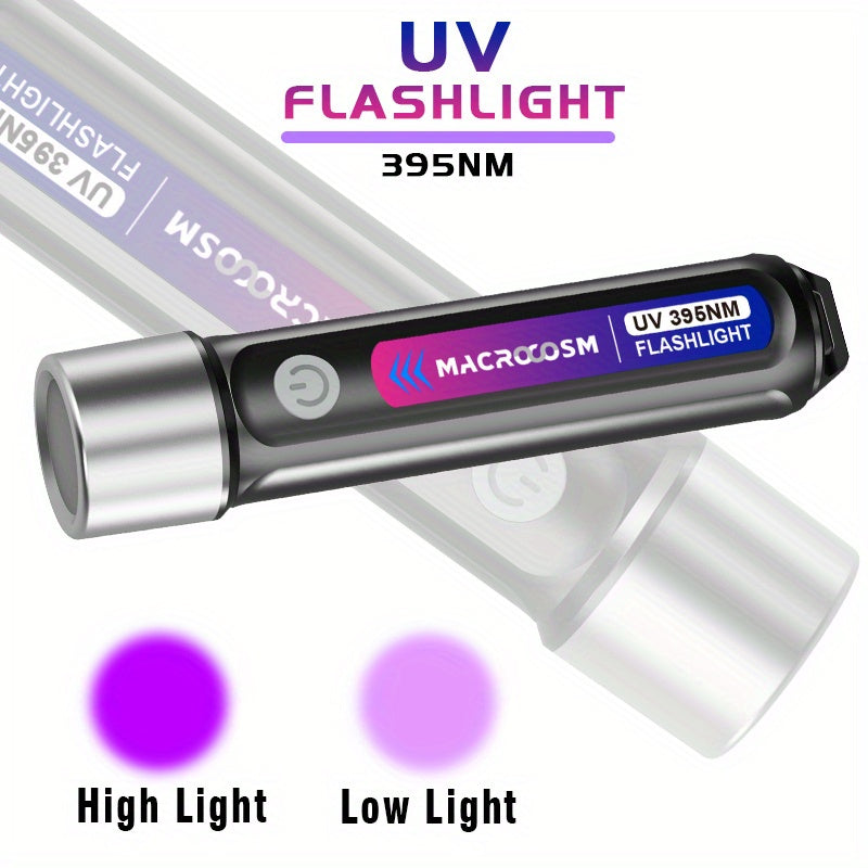 One Rechargeable Black Light Flashlight, Mini Multi-Function UV Pet Urine Detection Light, Portable Hotel Stain Detection Flashlight, Ideal for Outdoor Camping, Scorpion Detection Light, Resin Curing
