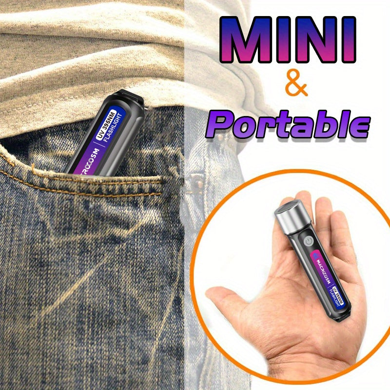 One Rechargeable Black Light Flashlight, Mini Multi-Function UV Pet Urine Detection Light, Portable Hotel Stain Detection Flashlight, Ideal for Outdoor Camping, Scorpion Detection Light, Resin Curing