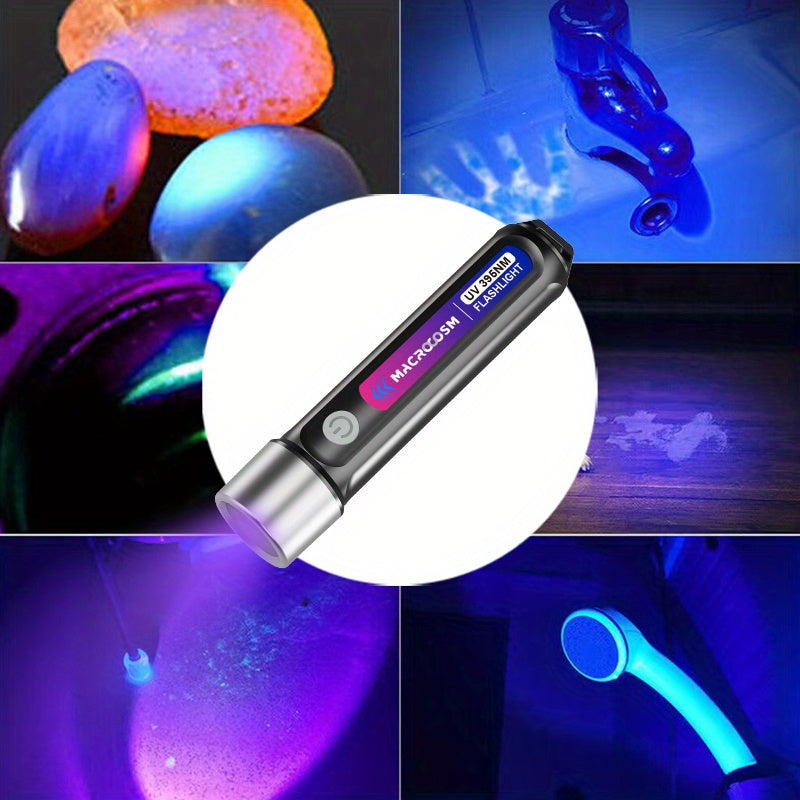 One Rechargeable Black Light Flashlight, Mini Multi-Function UV Pet Urine Detection Light, Portable Hotel Stain Detection Flashlight, Ideal for Outdoor Camping, Scorpion Detection Light, Resin Curing