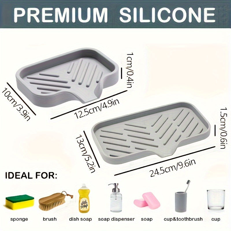 Silicone Kitchen Sink Organizer Tray – 1 Piece, Non-Food Contact Soap & Sponge Holder, Waterproof Countertop Storage Accessory