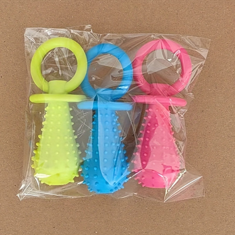 小型犬专用热塑性橡胶啃咬玩具3件套 - 带有发声器的纹理磨牙和牙齿健康玩具套装，适合20磅以下的幼犬 - 专为茶杯、泰迪和波美拉犬品种设计