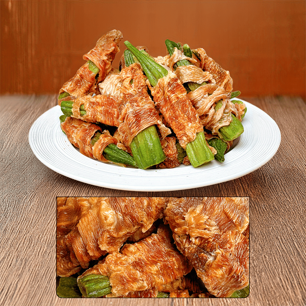 7.05Oz/ 14.11Oz (200G/ 400G) 雞/鴨肉包豆角，天然食材製成，健康狗狗零食，易於消化，持久耐嚼，高蛋白低脂，適合所有尺寸狗狗的訓練零食