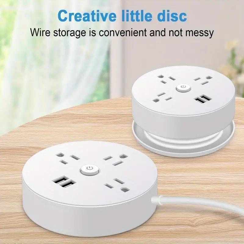Retractable Extension Cord, Travel Power Strip with 3 AC Outlets, 2 USB Ports, Compact Portable Charging Station for Home, Office, Hotel Use