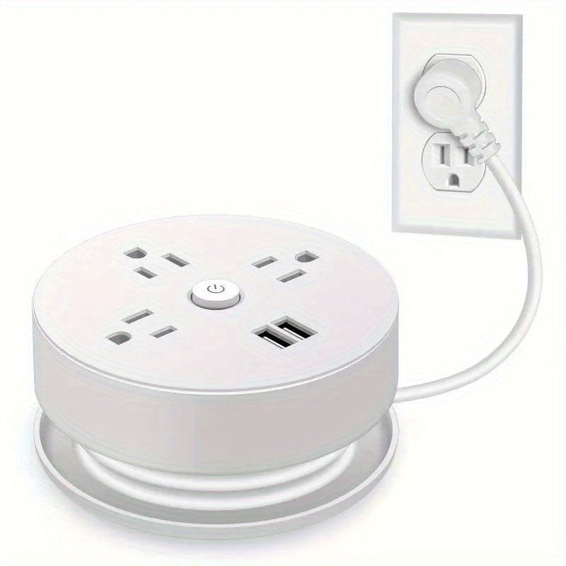 Retractable Extension Cord, Travel Power Strip with 3 AC Outlets, 2 USB Ports, Compact Portable Charging Station for Home, Office, Hotel Use