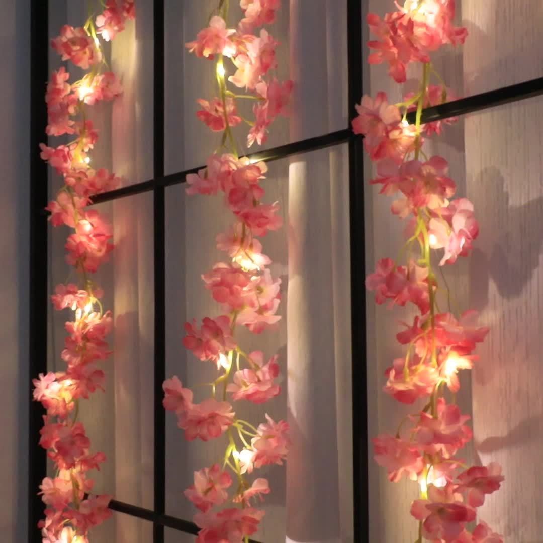 30颗LED樱花串灯 - 电池供电，适用于卧室、派对、婚礼及四季装饰 - 暖白色