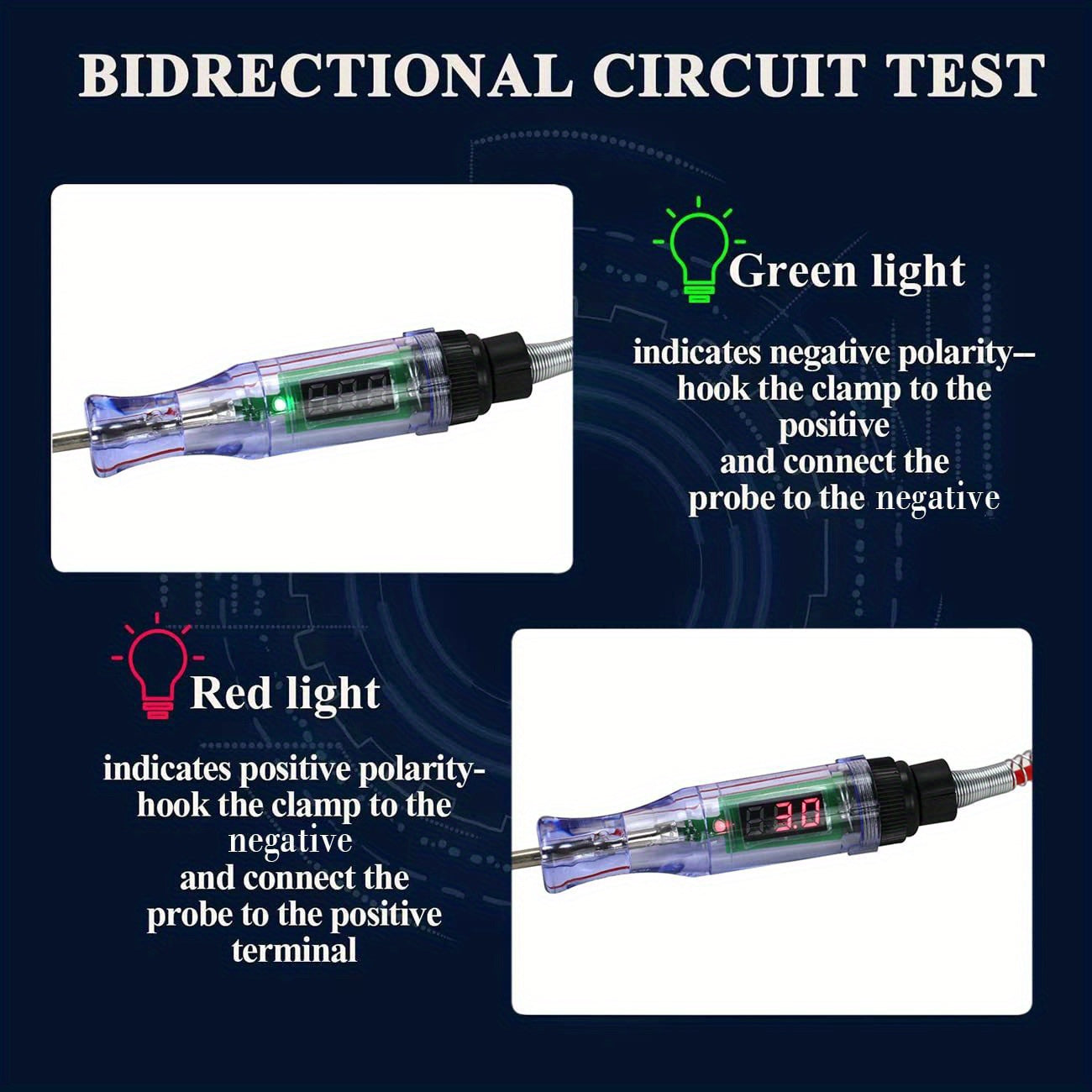 1pc Digital Car Circuit Tester with LED Display – Automotive Diagnostic Test Pen, 6-24V DC Auto Voltage Tester – Electrical Testing Tool for Cars & Trucks, Bidirectional Test Probe