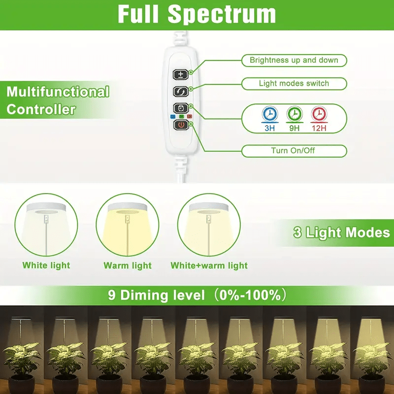 1/2/3/4-Pack Full Spectrum LED Plant Grow Light, 4 Dimmable Brightness Levels, Timing & Height Adjustable, USB Powered, Healthy Grow Lighting for Indoor Plants, Perfect Christmas Gift
