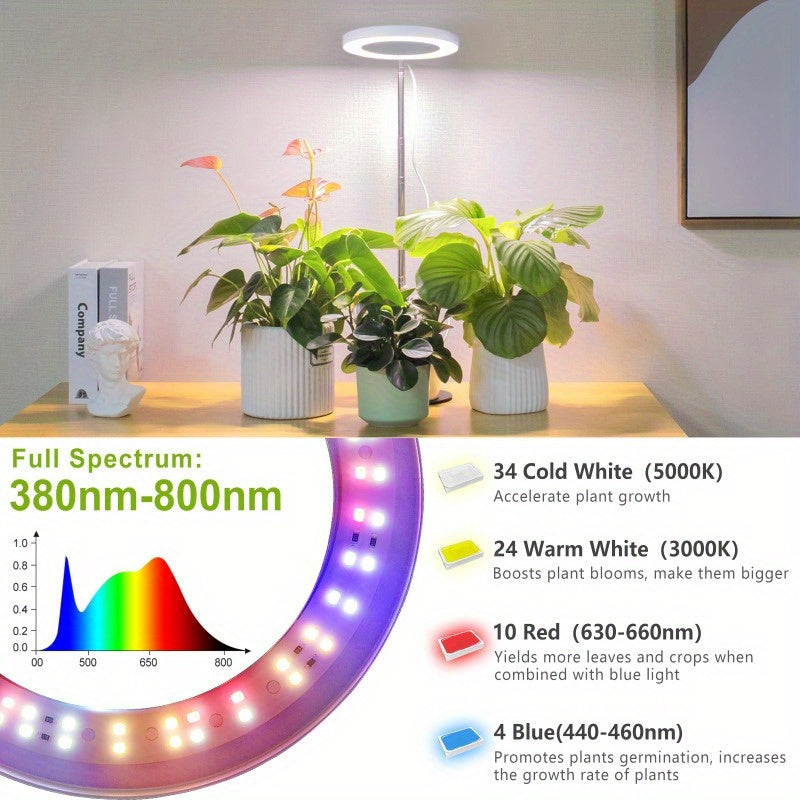 1/2/3/4-Pack Full Spectrum LED Plant Grow Light, 4 Dimmable Brightness Levels, Timing & Height Adjustable, USB Powered, Healthy Grow Lighting for Indoor Plants, Perfect Christmas Gift
