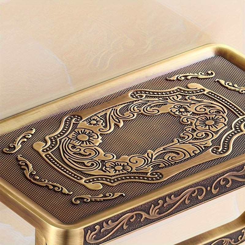 1/2Pcs Antique Brass Toilet Paper Holder - Elegant Wall Mount Vintage Tissue Dispenser, Self-Adhesive Installation - Bathroom Accessory