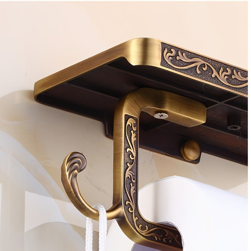1/2Pcs Antique Brass Toilet Paper Holder - Elegant Wall Mount Vintage Tissue Dispenser, Self-Adhesive Installation - Bathroom Accessory