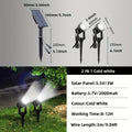 2-in-1 outdoor solar spotlight, cool white and warm white dual LEDs, IP65 protection rating, 9.8ft cable, automatic on/off function – suitable for garden, driveway, pool, courtyard, walkway (plug and play installation)