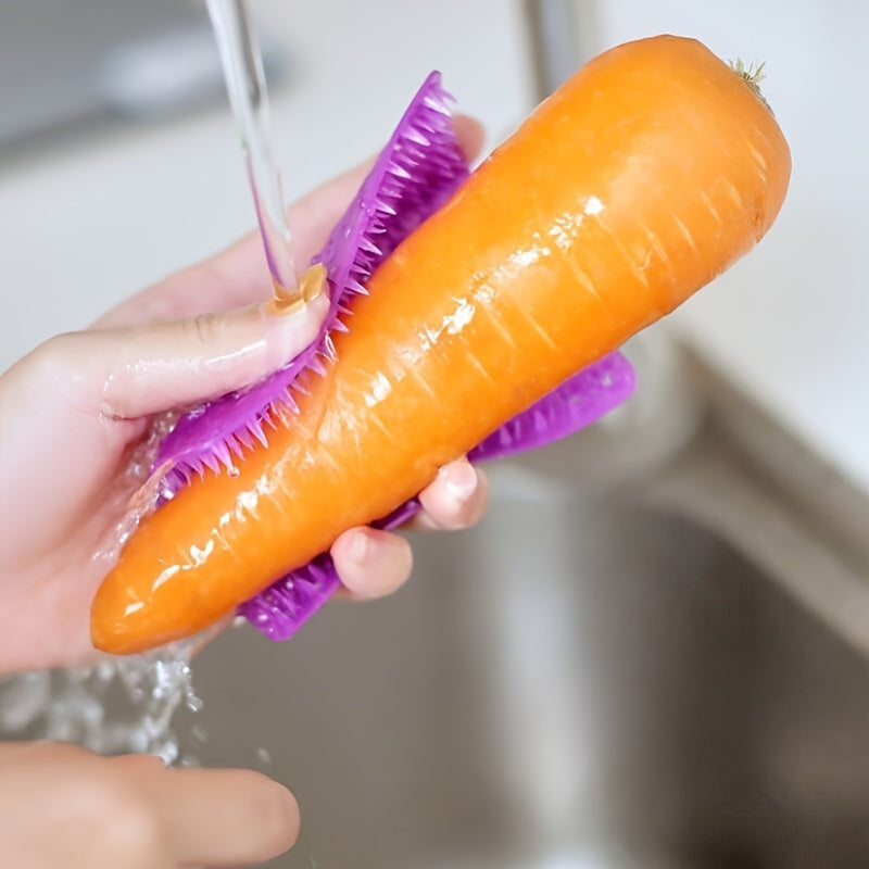 1 Piece Flexible Vegetable Brush – Multifunctional Fruit & Cucumber Cleaning Tool, No Power Needed, Kitchen Cleaning Accessory for Efficient Food Prep, Ideal for Home Cooks