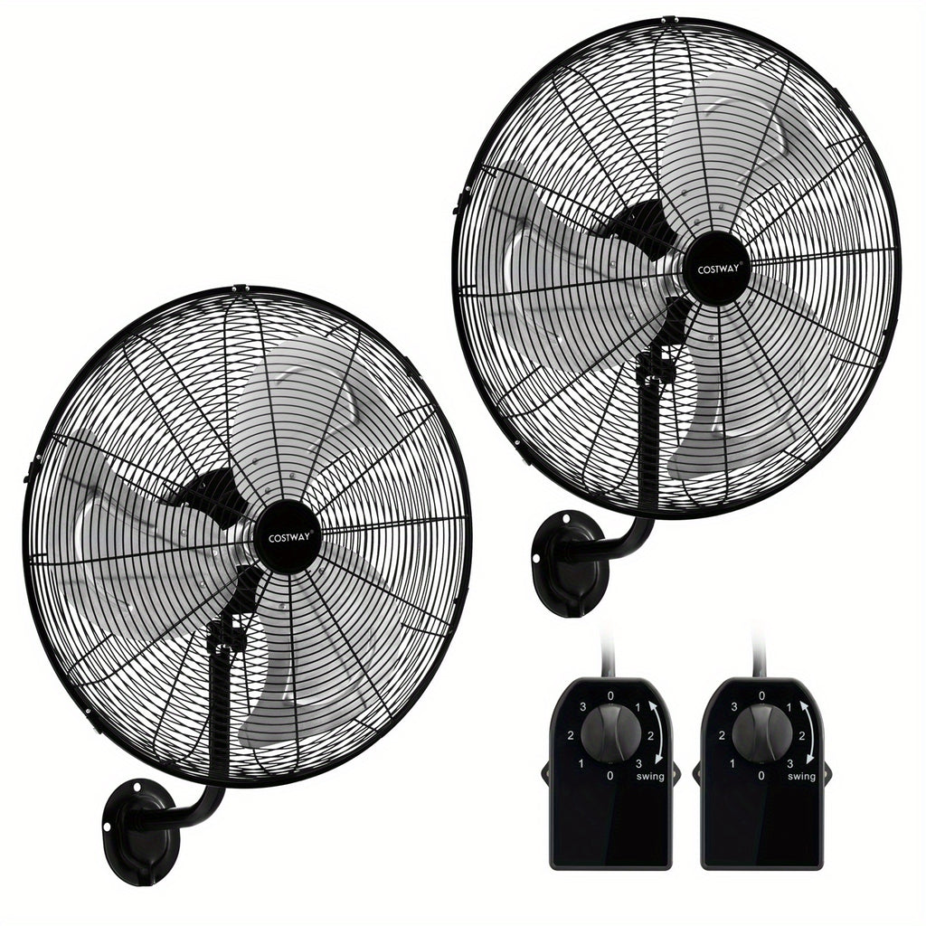 COSTWAY 20 Inch Heavy-Duty Metal Wall Mount Fan, 3 Speed Settings, 85° Oscillation & 30° Adjustable Tilt Head, ETL Listed Black Wall Fan for Home Industrial Commercial Use