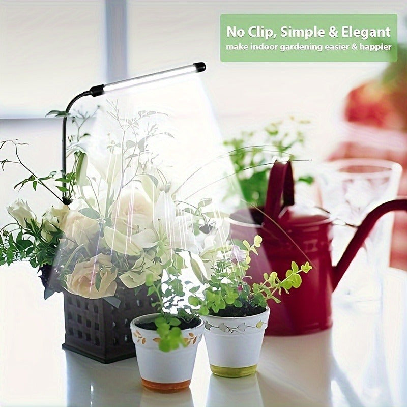 Full Spectrum LED Indoor Plant Grow Light - 6000K, Gooseneck Design, Auto On/Off & 5 Dimmable Levels, USB Powered, Ideal for Seedlings, Succulents and Small Plants