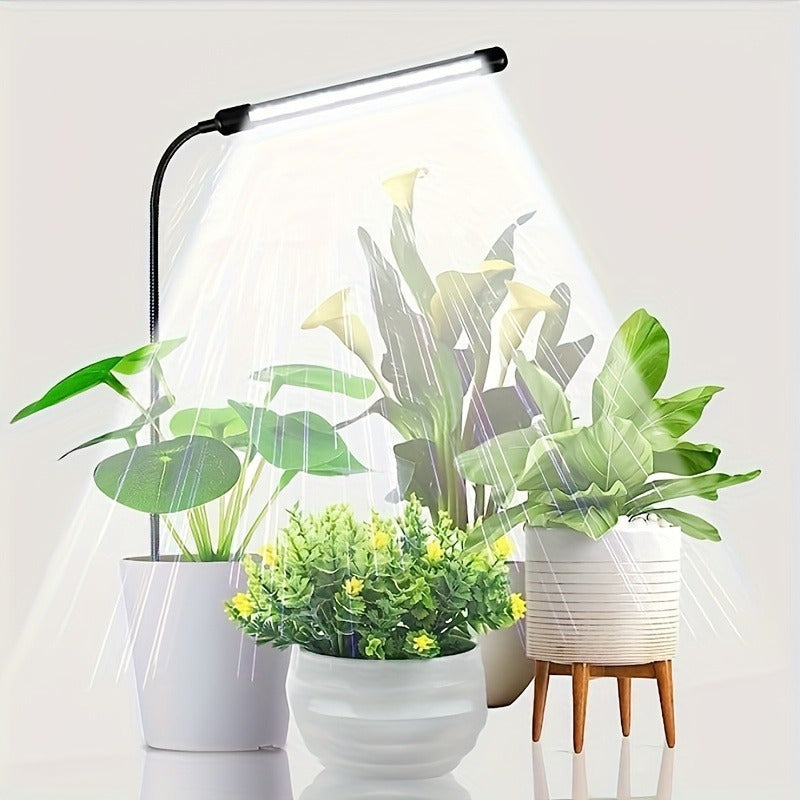 Full Spectrum LED Indoor Plant Grow Light - 6000K, Gooseneck Design, Auto On/Off & 5 Dimmable Levels, USB Powered, Ideal for Seedlings, Succulents and Small Plants