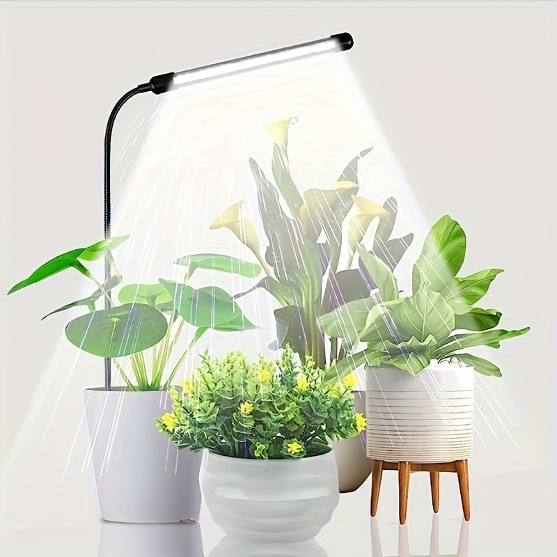 Full Spectrum LED Indoor Plant Grow Light - 6000K, Gooseneck Design, Auto On/Off & 5 Dimmable Levels, USB Powered, Ideal for Seedlings, Succulents and Small Plants