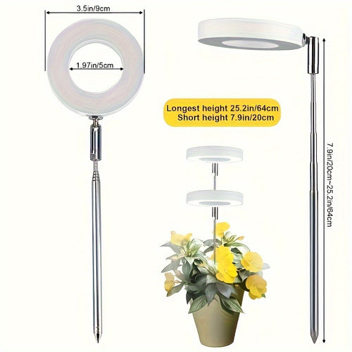 1PC LED Plant Grow Light, USB Powered Full Spectrum Sunlike Potted Plant Grow Lamp, 4-Level Dimmable Timer, Plant Supplement Grow Light with 1 Timer