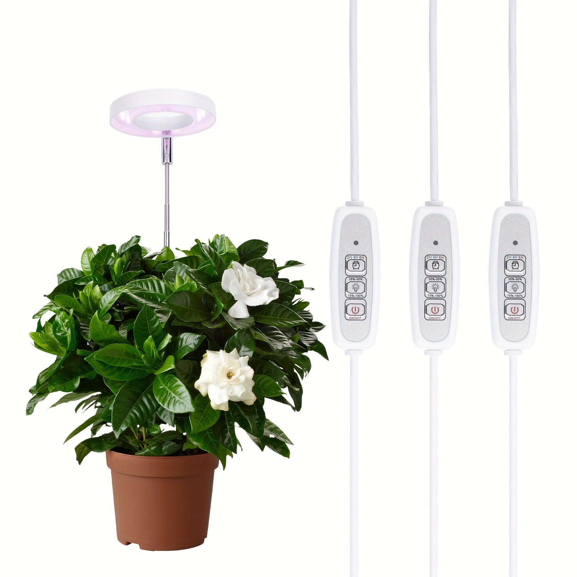 1PC LED Plant Grow Light, USB Powered Full Spectrum Sunlike Potted Plant Grow Lamp, 4-Level Dimmable Timer, Plant Supplement Grow Light with 1 Timer