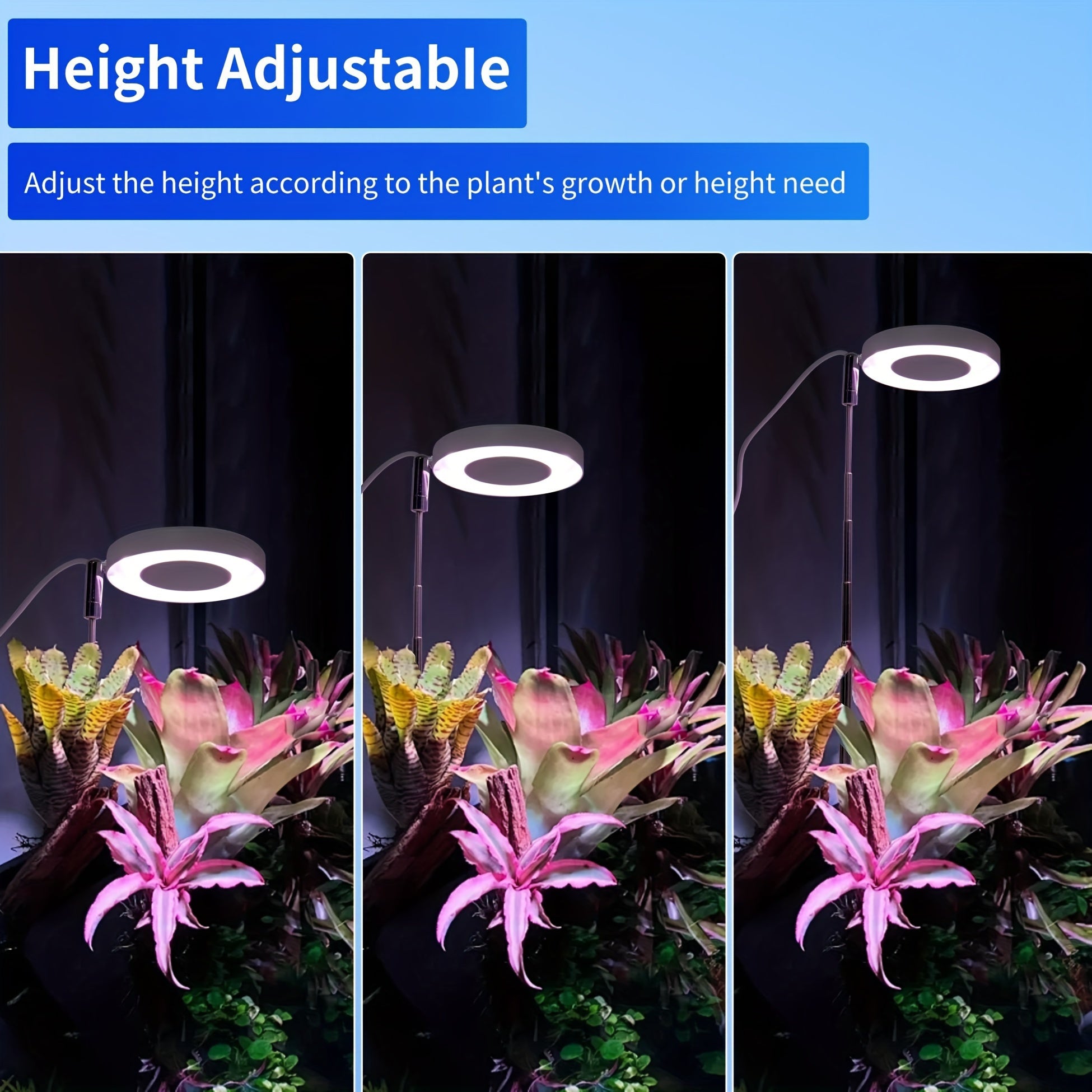 1PC LED Plant Grow Light, USB Powered Full Spectrum Sunlike Potted Plant Grow Lamp, 4-Level Dimmable Timer, Plant Supplement Grow Light with 1 Timer