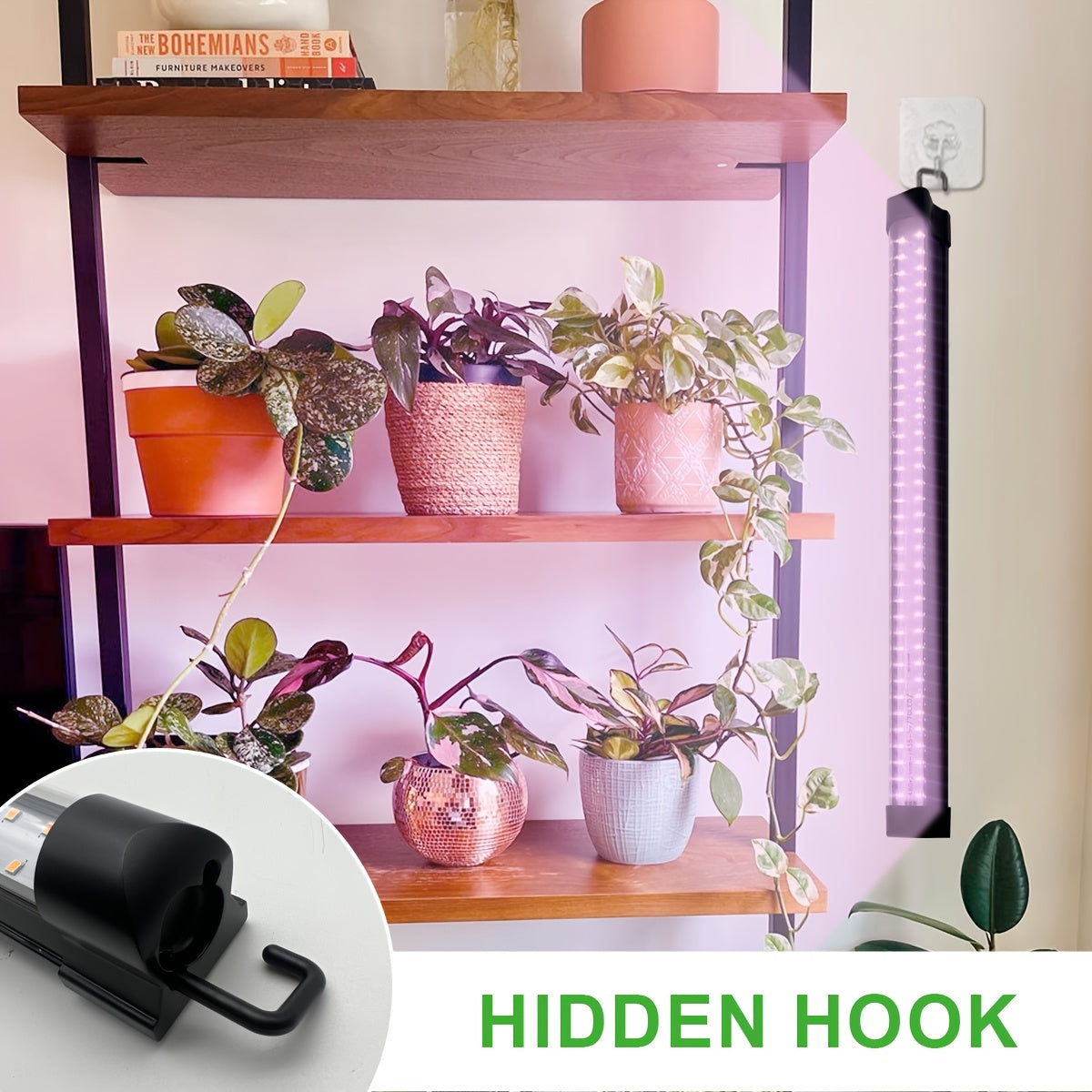 58/70 LED Beads Full Spectrum Plant Grow Light, USB Port, Hidden Hook Design, Multiple Installation Ways, Supplement Grow Light for Vegetables, Succulents, Flowers and Fruits, Complete Grow Lighting Coverage