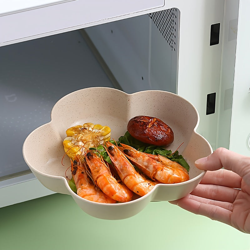 5pcs, Flower Dinner Plates, Reusable Unbreakable Plastic Plates, Lunch Plate, Bread Plate, Table Fruit Plate, Cake Plate Salad Plate, Chip Plate, Small Dish, Outdoor Dining Plate, Dishwasher & Microwave Safe, Kitchenware