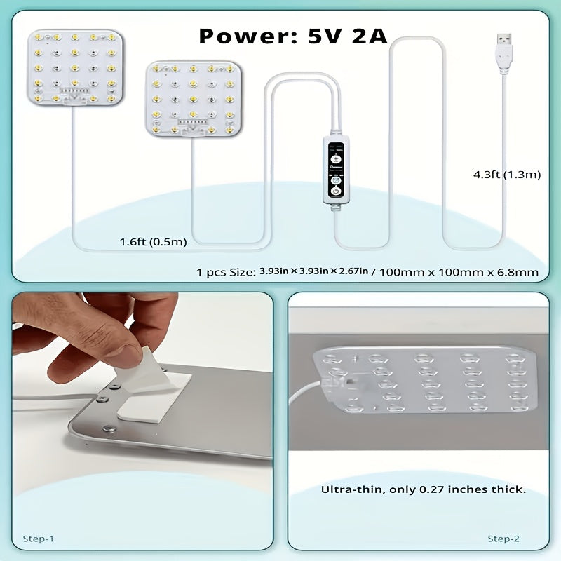USB 5V 2A Full Spectrum Plant Grow Light, Dimmable with Optical Lens 65% Brightness Boost, 6/12/16H Timer, Sunlike Under Cabinet Grow Lamp for Indoor Plants (Adapter Not Included)