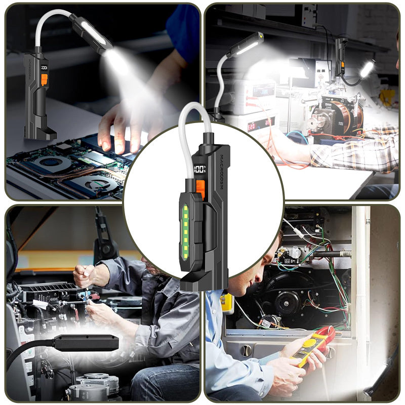 1Pc Portable LED Work Light, USB Rechargeable Flashlight with Magnetic Base, 360° Rotatable & Foldable Head, COB LED Lighting, Ideal for Camping Repair and Emergency Night Lighting