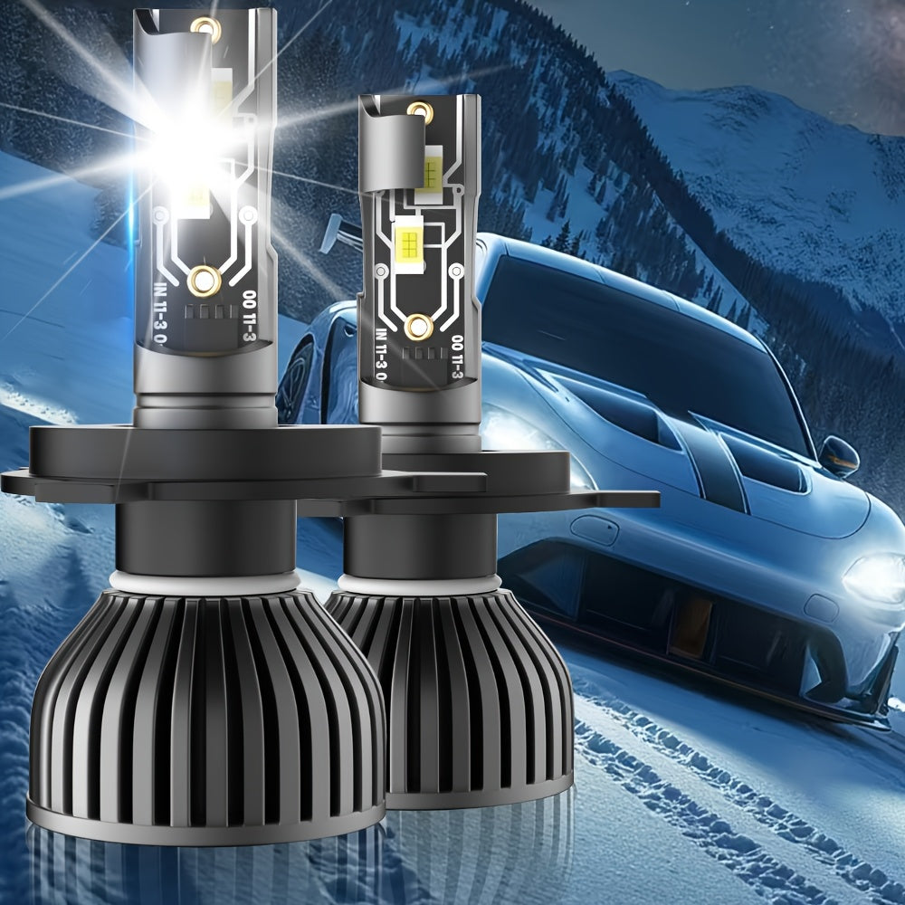 2 High Power Super Bright LED Bulbs H4/9003/HB2-C045 H7/H18/H1/H4/9003/HB2/H11/9005/H16/H9, 20000 Lumens, 6500K, 360° Beam Angle, Car Headlights, Plug-and-Play, 12V