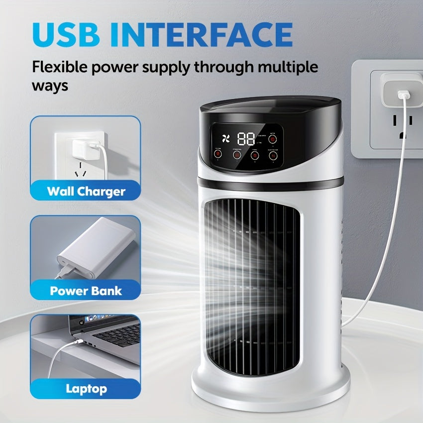 2026 Upgraded Portable Air Conditioner, 6-Speed Cooling Fan with 7-Color Ambient Light, Quiet Humidifying Fan, 3-in-1 Mini Cooler, Compact Cooling Device for Home Office Small Spaces, Perfect Home & Travel Gift