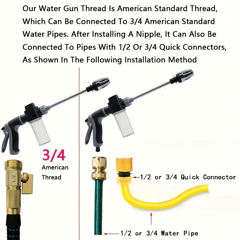 High-Pressure Car Wash Gun – For RV Exterior, Auto Detailing & Garden Hose Nozzle – Adjustable Spray Modes, Rust-Proof Design – Heavy-Duty Construction for Home & Commercial Use. Christmas & Halloween Gift