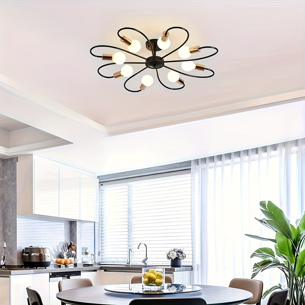 Modern Black Floral Ceiling Light, Perfect for Kitchen, Dining Room, Hallway, Bedroom, Café, Restaurant, and Any Space You Like (Bulb Not Included)
