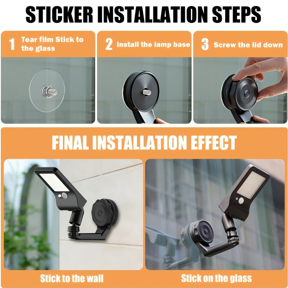 LED Solar Magnetic Light, IP44 3-Mode Adjustment, with Motion Sensor, 360° Rotatable Lamp Head, Easy Installation, USB and Solar Powered, Perfect for Garden, Porch, Camping, Emergency Lighting