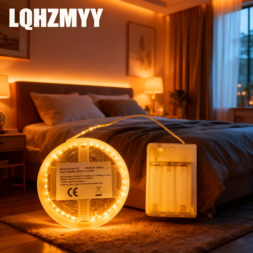 LQHZMYY 2835 LED灯带 - 暖白/冷白，自粘式电池供电（不含电池）适用于电视背光、橱柜、衣柜、家居装饰及情人节氛围照明，房间用电池灯
