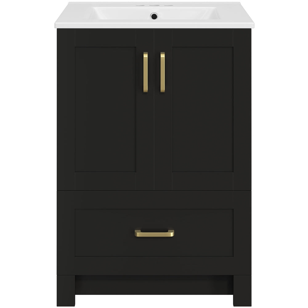 Costoffs Freestanding Bathroom Vanity with Ceramic Sink - 2-Door Base Cabinet with Drawers, Modern Bathroom Storage Combo Set, Home Furniture