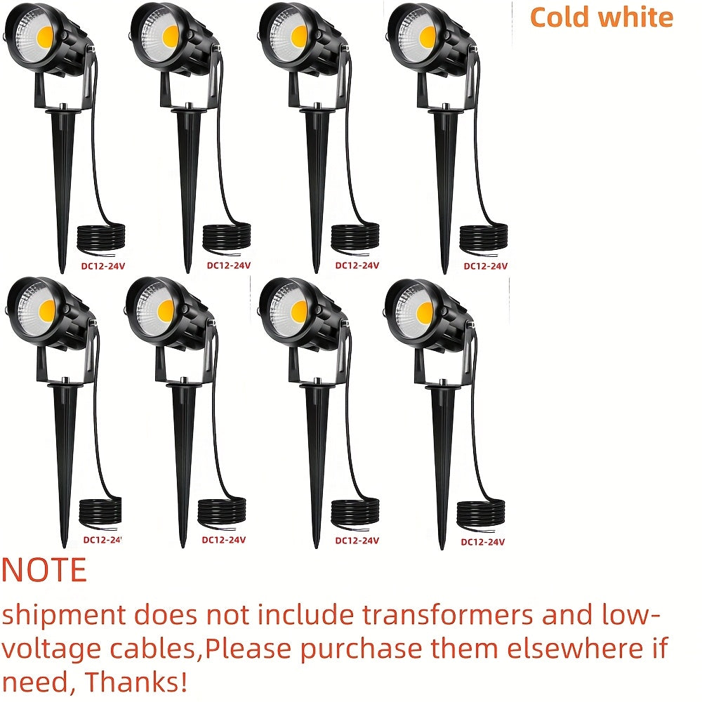 2/4/6/8/10 pcs low voltage LED landscape light | 6W, 12V-24V, outdoor Christmas spotlight, warm white, cool white, IP66 lighting lamp suitable for gardens, paths, walls, trees, flags