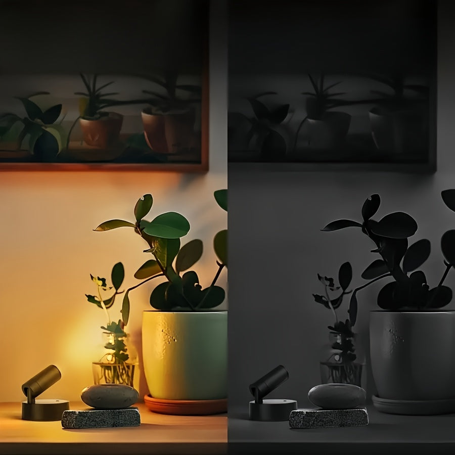 Multi-functional wireless spotlight, with 3 color modes, adjustable brightness and 2000mAh rechargeable battery - suitable for indoor decoration, plants and artwork - easy to install, touch control, white and black, computer accessories and peripherals