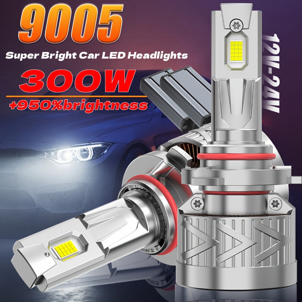 2pcs LED Car Headlight Bulbs, H16/H11/H9/H8 9005/HB3, 9570 CSP Chip, Plug-and-Play, 12-24V, Canbus, High/Low Beam LED Light, H1 H4/HB2 H7/H18 9006/HB4 9012-O134, No Battery Included, 60000LM, 300W