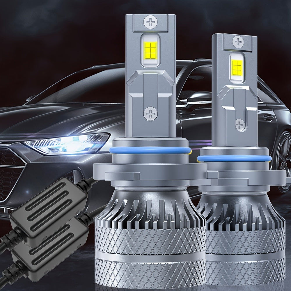 2-Pack LED Car Headlight Bulbs - Model O122, 6500K Color Temperature, with CANbus External Driver, Compatible with H1, H4, H7, H11, 9005, 9006, 9012 Sockets. 210W High Power Bulbs, 28200 Lumens Brightness, 600% Brightness Increase