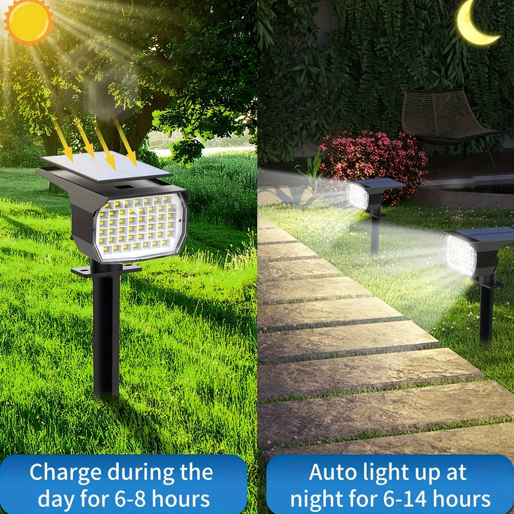 2/4/6-pack outdoor solar lawn lights, 46 LED ultra-bright solar yard lights, courtyard outdoor pathway lights, 3 brightness modes, solar spotlights, for yards, paths, courtyards, garages, lawns, pathways, cool white light. Wall light