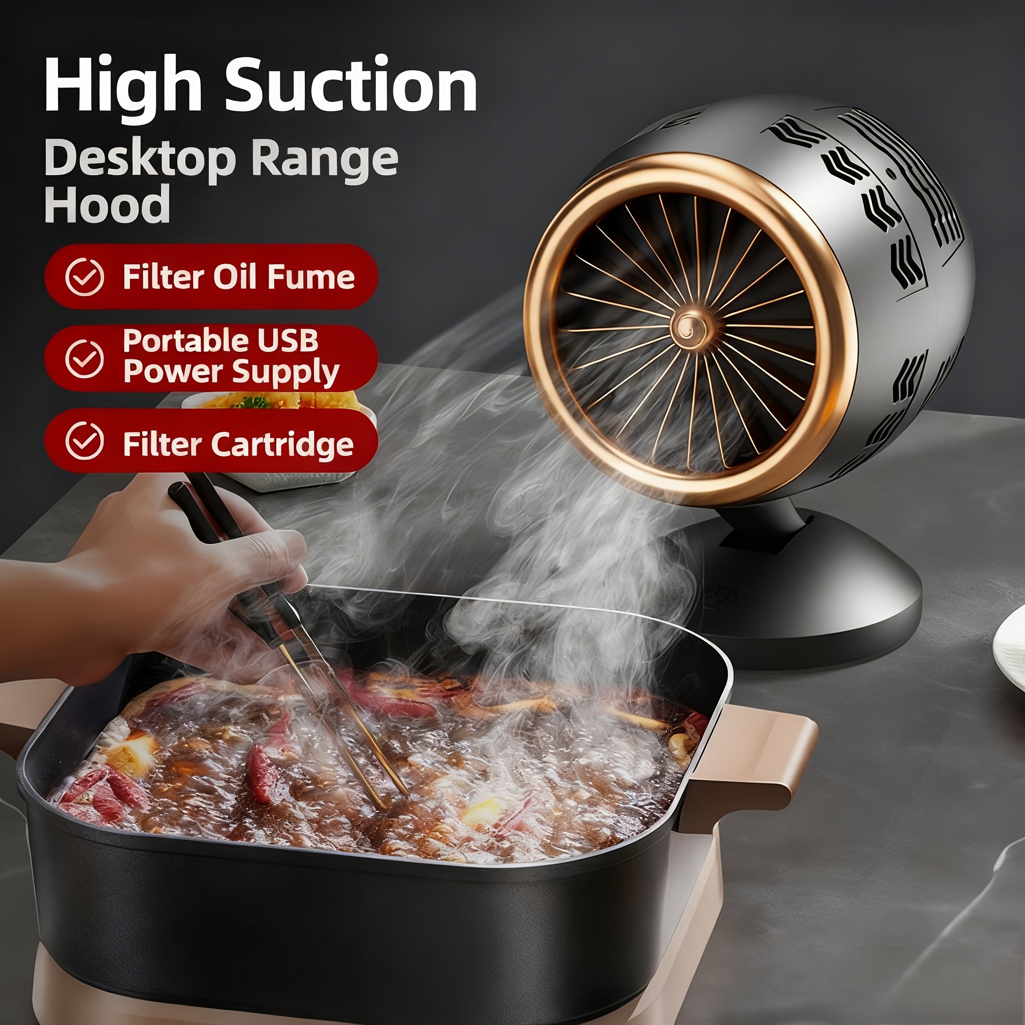 Portable Home BBQ & Hot Pot Range Hood – Small Movable Mini Extractor Fan, New Tabletop Kitchen Hood